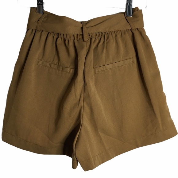 A New Day Brown High Rise Shorts Neutral Tie Detail Pockets XS Extra Small - Picture 3 of 16